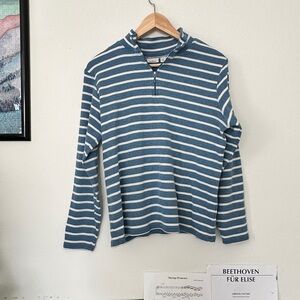 L.L. Bean Striped Blue and White Zip-Up